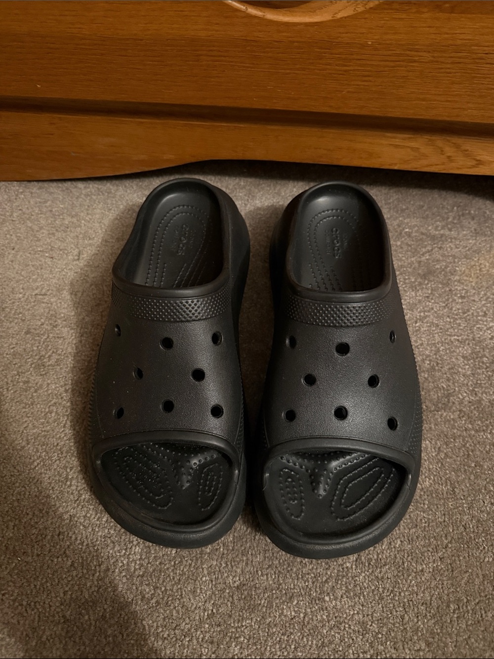 CROCS Black Platform Slide Clogs